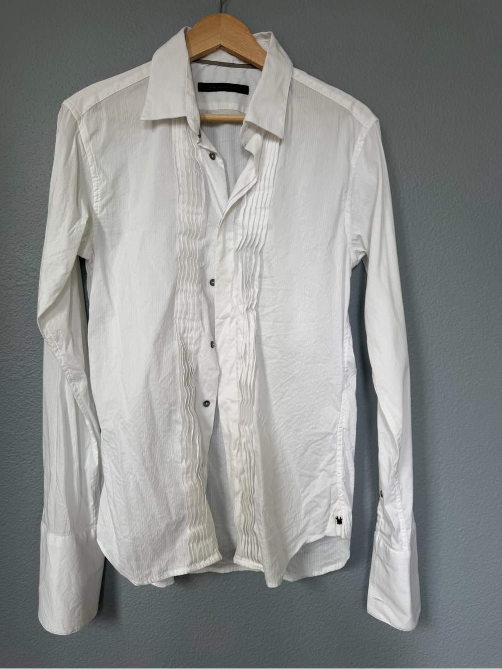 Messagerie White Pleated Front Dress Shirt